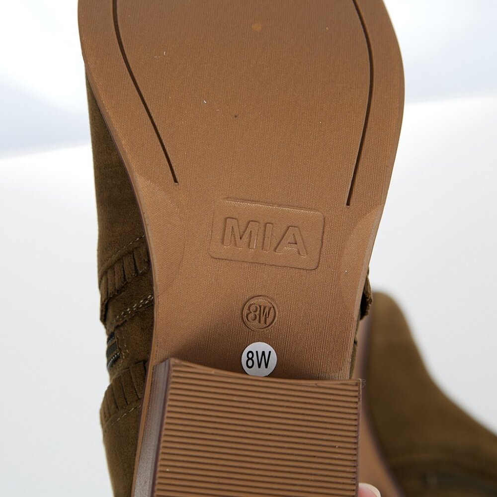 MIA Mable Ruffle Vegan Block Heel Bootie in Olive Women's 8 NWOT - Picture 8 of 8